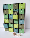 Green countdown reuseable DIY fill-your-own advent calendar box with drawers made cardstock