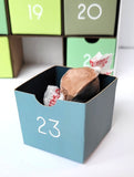 Green countdown reuseable DIY fill-your-own advent calendar box with drawers made cardstock