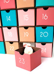 Boho reuseable DIY fill-your-own advent calendar box with drawers made cardstock