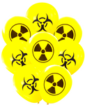 Latex Party Balloons with Biohazard and Radioactive Symbols lab radiologist physics mad science party