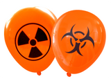 Latex Party Balloons with Biohazard and Radioactive Symbols lab radiologist physics mad science party