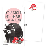 Mini Woodland Creature Owl Raccoon Hedgehog Chipmunk Pun Joke Valentines (Set of 24, Wallet-Sized Cards) for Valentine's Day 