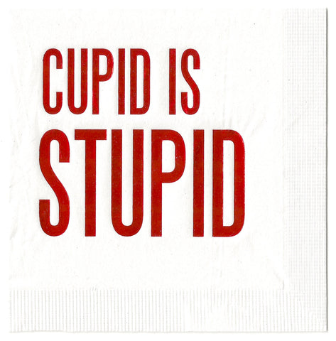 Cupid Is Stupid Foil Stamped Cocktail Napkins for Anti-Valentine's Day Parties