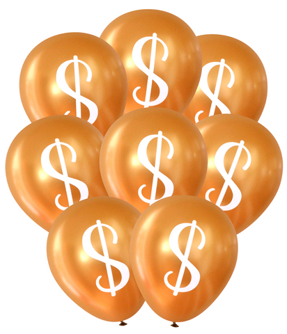 Latex Party Balloons by Nerdy Words, Dollar Sign Lottery Money Bitcoin Stock Market Balloons Gold