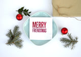 Merry Friendsmas Red & Green Foil-Stamped Cocktail Napkins for Christmas Parties with Friends