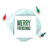 Merry Friendsmas Red & Green Foil-Stamped Cocktail Napkins for Christmas Parties with Friends