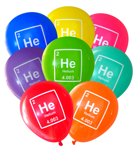 Latex Party Balloons by Nerdy Words, Periodic Table Element He Helium Science Chemistry Scientist  Assorted