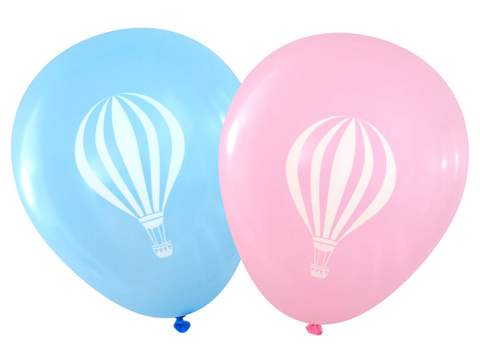 Latex Party Balloons by Nerdy Words, Hot Air Transportation Birthday Gender Reveal Pink Blue