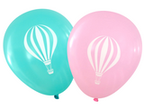 Latex Party Balloons by Nerdy Words, Hot Air Transportation Birthday Gender Reveal Pink Aqua