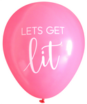 Latex Party Balloons by Nerdy Words, Lets Get Lit Celebration Celebrate Pink Bachelorette Hen