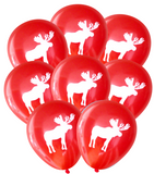 Latex Party Balloons in Moose Theme for Plaid Outdoors Lumberjack Woodland Hunting Red