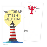 Mini Nautical Sea Pun Joke Valentines (Set of 24, Wallet-Sized Cards) for Valentine's Day 