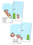 Wallet-Sized Penguin Christmas Holiday Tags with Mini Envelopes (24 Pcs) 