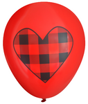 Latex Party Balloons by Nerdy Words, Buffalo Plaid Heart, Red