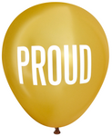 Latex Party Balloons with PROUD for gay pride parade month or graduation celebrations