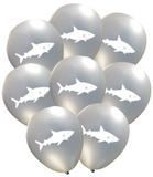 Latex Party Balloons with Shark symbol for jawsome under the sea mermaid parties silver