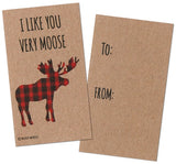 Buffalo Plaid Bear, Moose, Wolf Valentines (Set of 32 Wallet-Sized Cards) for Valentine's Day 