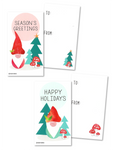 Wallet-Sized Gnome Christmas Holiday Tags with Mini Envelopes (24 Pcs) 