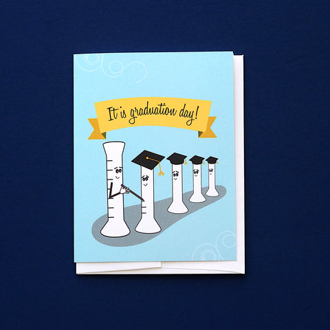 Graduated cylinder funny joke science graduation card convocation chemistry physics biology for university and college and high school grads