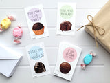 Mini Chocolate Truffle Bakery Shop Bake Dessert Sweet Melting Pun Joke Valentines (Set of 24, Wallet-Sized Cards) for Valentine's Day 