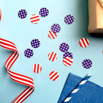 Stars and Stripes American 4th of July Paper Cardstock Confetti supplies table scatter decor ideas America spangled banner anthem sports olympics team hockey juniors NFL football soccer game day world championship trailer trash voting day vote Trump Biden president Washington debate law tennis cycling Tour France