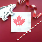 Canada Eh Maple Leaf Cocktail Beverage Napkins supplies decor boys man dad cottage cabin Muskoka Rocky mountains cute funny trendy ideas camp lumberjack 100 celebration Toronto Vancouver Montreal Ottawa capital July first Edmonton Alberta nature forest manly sports Olympics Halifax world flag