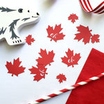 Canada Day Maple Leaf Paper cardstock recyclable Confetti supplies decor boys man dad cabin Muskoka Rocky mountains cute funny trendy ideas camp lumberjack 100 celebration Toronto Vancouver Montreal Ottawa capital July first Edmonton Alberta nature forest manly sports Olympics world flag Ontario tail gate