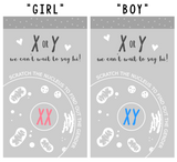 X or Y Chromosome Science Gender Reveal Mini Scratch Cards (Pack of 24, Red-Girl-XX)