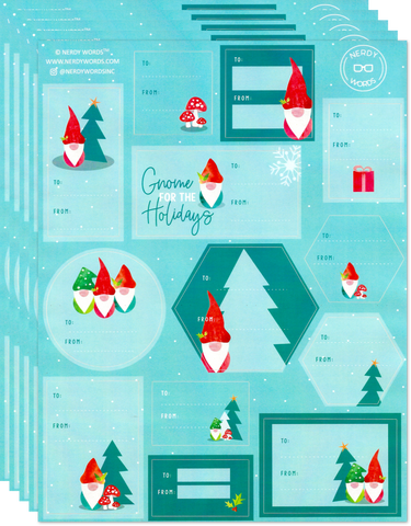 Christmas Gnome Elf Woodland Mushroom Present Gift Bulk Label Stickers 65