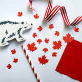 Canada Day Maple Leaf Paper cardstock recyclable Confetti supplies decor boys man dad cabin Muskoka Rocky mountains cute funny trendy ideas camp lumberjack 100 celebration Toronto Vancouver Montreal Ottawa capital July first Edmonton Alberta nature forest manly sports Olympics world flag Ontario tail gate