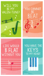 Mini Kids Childrens Music Piano Trumpet Saxophone Band Instrument Lesson Pun Joke Valentines (Set of 24, Wallet-Sized Cards) for Valentine's Day 