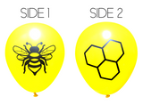 Latex Party Balloons by Nerdy Words, Honeybee Bumble Bee Honey Comb Yellow Black