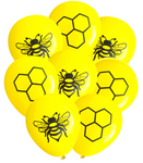 Latex Party Balloons by Nerdy Words, Honeybee Bumble Bee Honey Comb Yellow Black