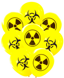 Latex Party Balloons with Biohazard and Radioactive Symbols lab radiologist physics mad science party
