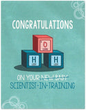 Funny Science"New Baby" CardH2O Molecule Periodic Table Themed Baby Blocks Design 