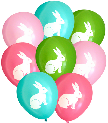 Latex Party Balloons by Nerdy Words, Bunny, Pinks Aqua, Lime