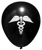 Latex Party Balloons by Nerdy Words, Medical Doctor Nurse Paramedic Emergency Vaccine Hospital Black