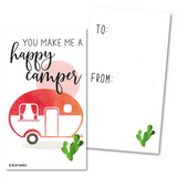 Mini Camping Moose Lantern RV Camper Canoe Paddle Valentines (Set of 24, Wallet-Sized Cards) for Valentine's Day 