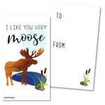 Mini Camping Moose Lantern RV Camper Canoe Paddle Valentines (Set of 24, Wallet-Sized Cards) for Valentine's Day 