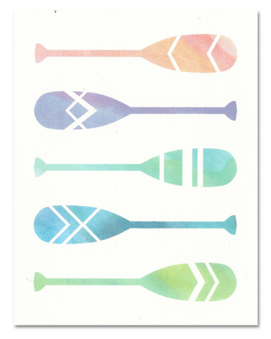 Canoe Paddle Watercolor-Style Blank Note Card for Camping Enthusiasts  (1 Card)