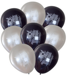 Latex Party Balloons by Nerdy Words, Computer Circuit Programming Geeky Silver and Black