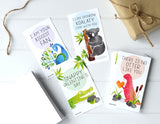 Mini Crocodile Otter Koala Peacock Valentines (Set of 24, Wallet-Sized Cards) for Valentine's Day 