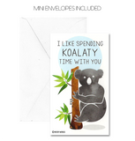 Mini Crocodile Otter Koala Peacock Valentines (Set of 24, Wallet-Sized Cards) for Valentine's Day 
