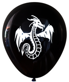 Latex Party Balloons by Nerdy Words, Dragon, Black