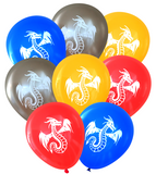 Latex Party Balloons by Nerdy Words, Dragon, Red, Blue, Butterscotch, Silver
