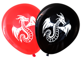 Latex Party Balloons by Nerdy Words, Dragon, Red and Black