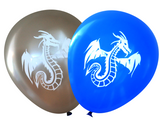 Latex Party Balloons by Nerdy Words, Dragon, Blue and Silver