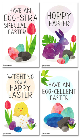 Mini Easter Gift Tags (Set of 24, Wallet-Sized Cards and Envelopes) for Family Friends and Classroom Handouts 