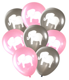 Latex Party Balloons by Nerdy Words, Elephant Baby Shower Birthday, Grey Pink