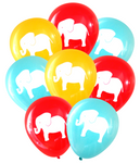 Latex Party Balloons by Nerdy Words, Elephant Circus Tent Carnival, Red Aqua Butterscotch